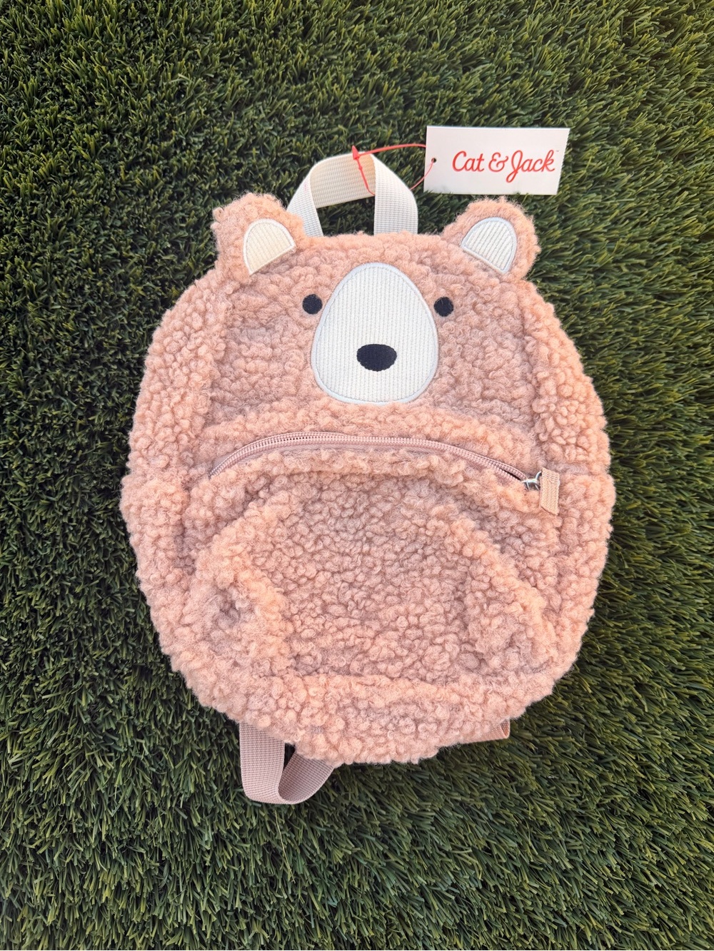 Cat & Jack Peach Sherpa Bear Backpack